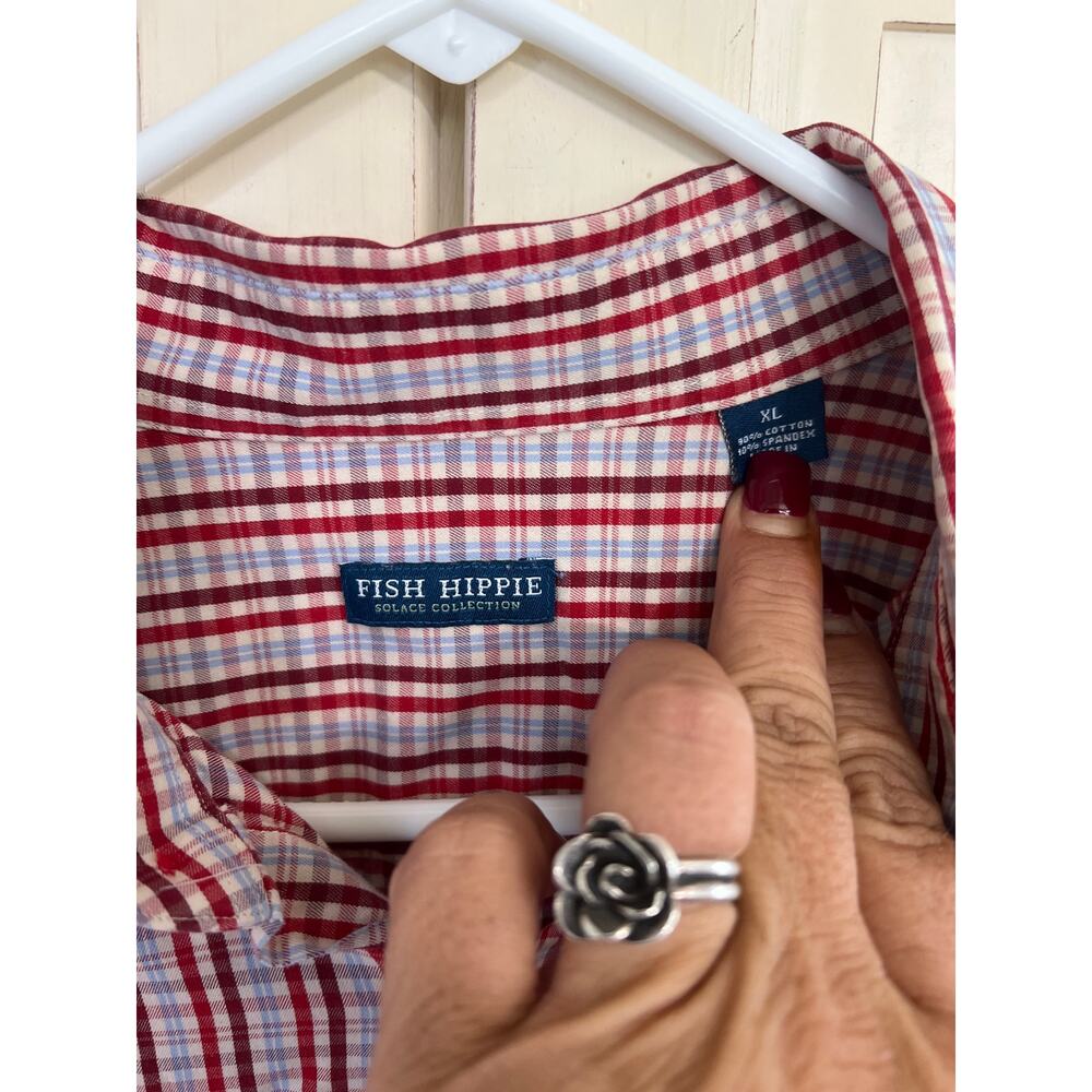 Fish Hippie size XL plaid button down mens shirt - Picture 3 of 3